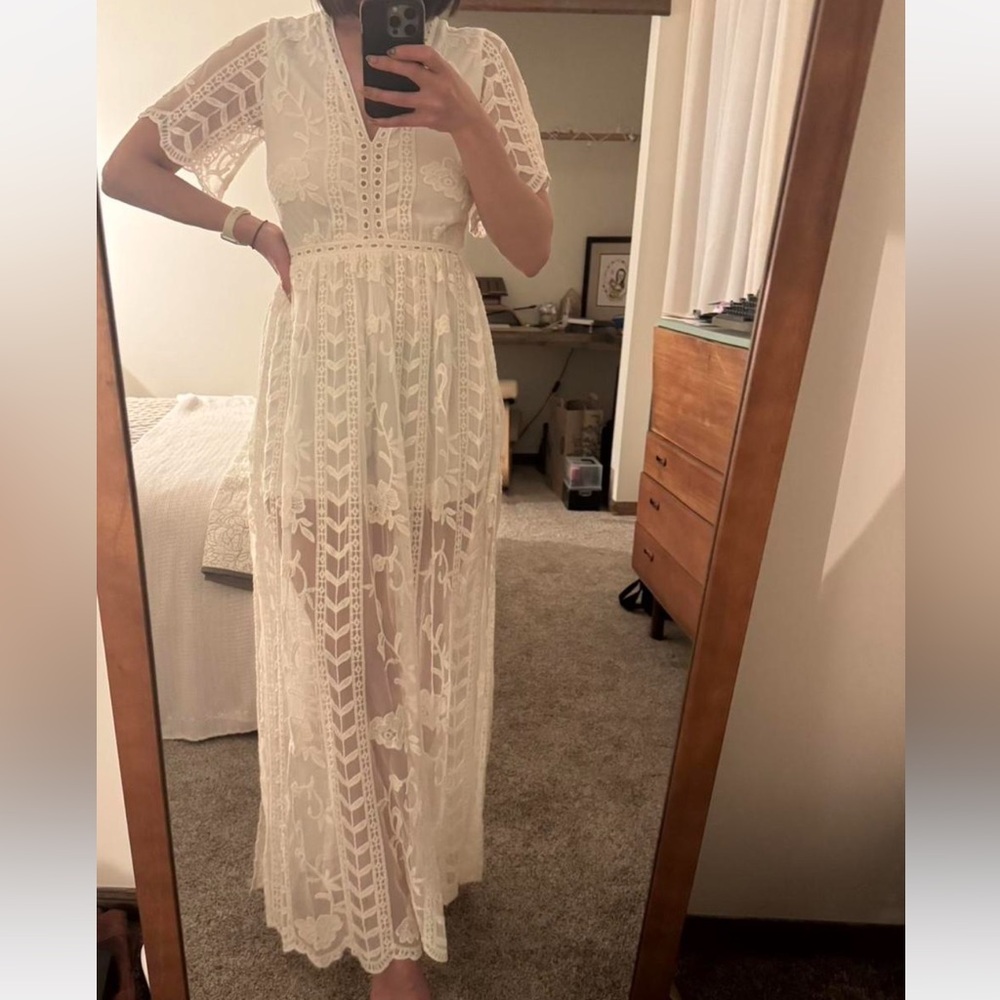 Socialite White Lace romper/dress